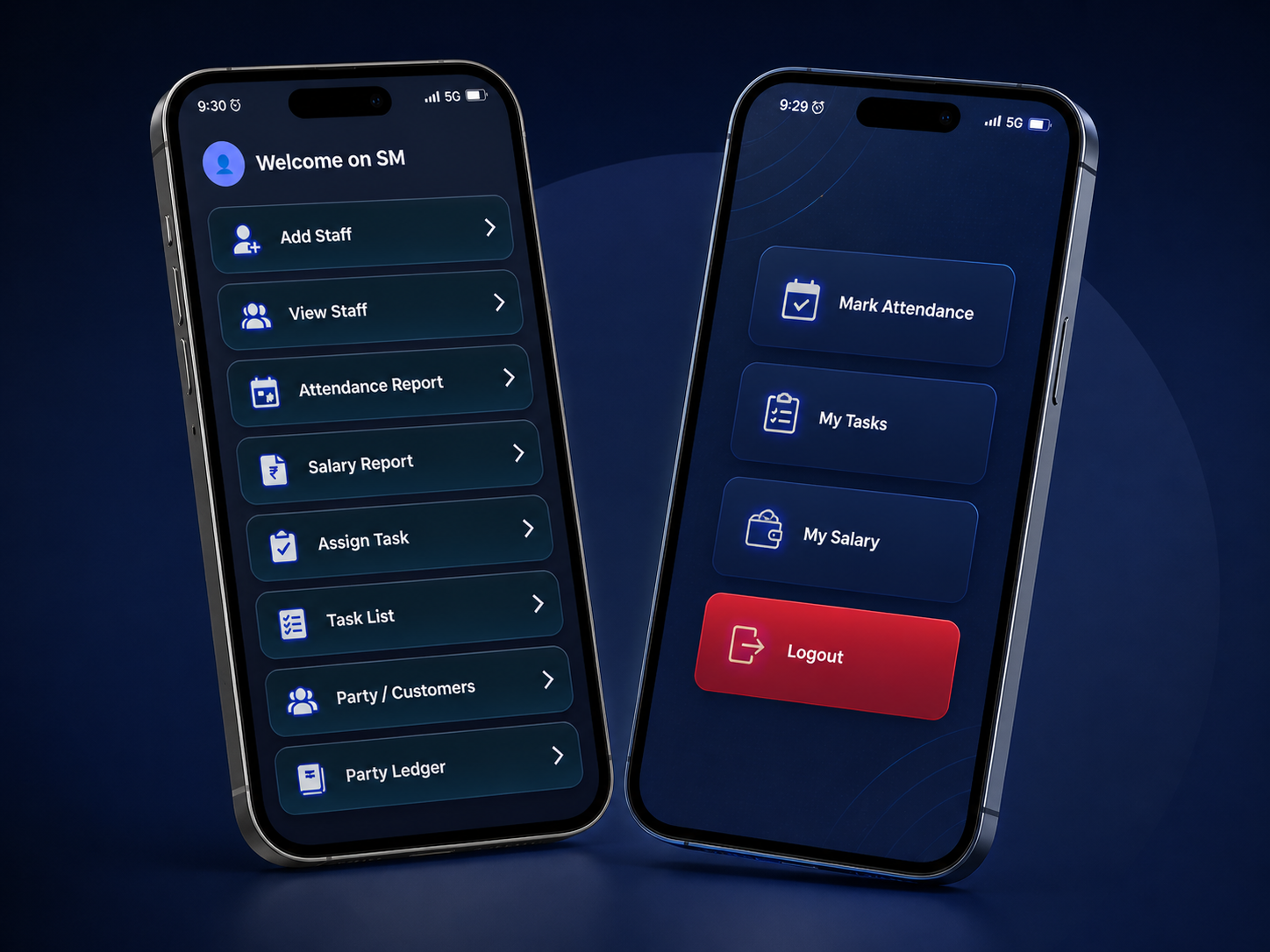 SM Staff Management App Dashboard